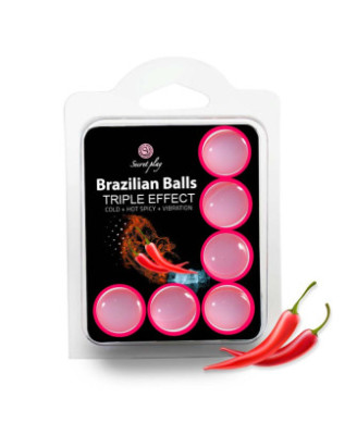 6 boules de massage brésiliennes triple effet froid, chaud et vibration 